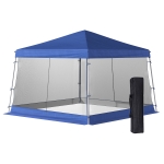 Outsunny Slant Leg Pop Up Canopy Tent with Netting and Carry Bag, Instant Sun Shelter, Tents for Parties, Height Adjustable, for Outdoor, Garden, Patio, (11.5'x11.5' Base / 10'x10' Top), Blue