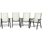 Outsunny 4-Piece Folding Chair Set for Relaxing on Patio Balcony Garden, Comfortable Outdoor Furniture with Armrests, Beige