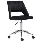 Vinsetto Mid Back Office Chair Velvet Fabric Swivel Scallop Shape Computer Desk Chair, Black