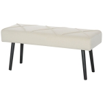 HOMCOM 39 Inches Upholstered Bedroom Bench, Modern End of Bed Bench with Steel Legs, Cream White