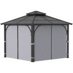 Outsunny 10' x 10' Hardtop Gazebo with 7mm Double Polycarbonate Roof, Outdoor Gazebo with Netting and Curtains