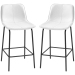 HOMCOM Bar Stools Set of 2, Upholstered Counter Height Bar Chairs, Kitchen Stools with Steel Legs
