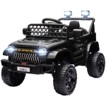 Qaba 12V Battery Powered Ride On Truck, Kids Electric Car with Spring Suspension, Remote, Horn, USB Music, Black