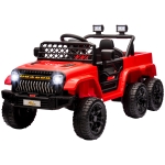 Qaba 12V 4x4 Kids Electric Car w/ 2WD/4WD Switchable, Remote Control, Spring Suspension System, Back Trailer, Red