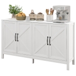 HOMCOM Sideboard Buffet, Storage Cabinet with Barn Door and Adjustable Shelf, TV Stand for TVs up to 65 Inches, White