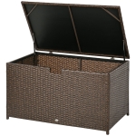 Outsunny 113 Gallon Outdoor Storage Box, Rattan Deck Box for Indoor, Patio Furniture Cushions, Brown