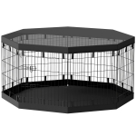 PawHut 8 Panels Foldable Dog Playpen with Bottom Pad & Top Cover, 30" High