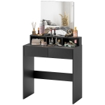 HOMCOM Makeup Vanity Table with Mirror, for Bedroom, Modern Dressing Table with Drawers, Compartments, Black