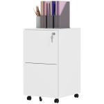Vinsetto Vertical Steel Filing Cabinet on Wheels, 2-Drawer Lockable File Cabinet with Adjustable Hanging Bar for A4, Legal and Letter Size, White