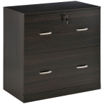 Vinsetto 2-Drawer File Cabinet with Lock and Keys, Lateral Storage Filing Cabinet with Hanging Bar for Letter Size, Home Office, Walnut