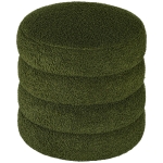 HOMCOM Round Ottoman, Upholstered Foot Stool, Teddy Fleece Fabric for Living Room, Entryway, Green
