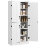 HOMCOM 70" 4-Door Storage Cabinet, Freestanding Pantry Cabinet with Adjustable Shelves for Living Room, White