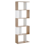 HOMCOM 5-Tier Geometric Bookcase Display Shelf Storage Shelf Modern Room Divider Living Room Home Office Furniture, White