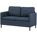 HOMCOM 53" 2 Seat Sofa, Upholstered Two Seater Couch with Sturdy Steel Legs for Bedroom, Living Room, Dark Blue