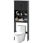 kleankin Modern Over The Toilet Storage, Bathroom Cabinets Over Toilet with Open Shelves and Double Door Cabinet, Black