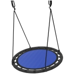 Qaba 39 inch Saucer Tree Swing Set for Kids with Adjustable Hanging Ropes for Outdoor, Backyard, Navy Blue