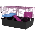 PawHut 18.5" Small Animal Cage with Water Bottle, Food Dish, Platform, Ramp, Black