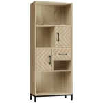 HOMCOM 59" Bookcase, Storage Bookshelf with Cabinets, Drawer and Open Compartments, Freestanding Display Shelves for Home Office, Living Room, Study, Nature Wood