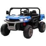 Aosom 12V Ride on Car with Electric Bucket, Two-Seater, Shovel, Remote Control, Spring Suspension, Horn, Music, Blue