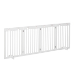 PawHut Freestanding Pet Gate 4 Panel Dog Barrier Folding Safety Fence with Support Feet up to 80.25" Long 29.5" Tall for Doorway Stairs Black White