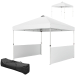Outsunny 10' x 10' Pop Up Canopy Tent with 2 Half Sidewalls, UV50+ Height Adjustable Instant Sun Shelter, White
