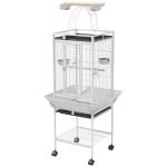 PawHut 61.5 Inch Bird Cage Parakeet House for Cockatiel with Stand, Pull Out Tray, Play Top, Storage Shelf, Wood Perch, Food Container
