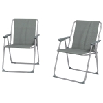 Outsunny 2 Pack Outdoor Folding Chair Set, Portable Camping Chairs with Armrest, Oxford Fabric Seat, Outdoor Chairs, Grey