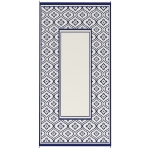 Outsunny 9' x 18' Outdoor RV Rug, Reversible Patio Floor Mat with Carry Bag, Gourd Border, Blue and White