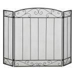 HOMCOM 3-Panel Folding Fireplace Screen, Steel Mesh Fire Spark Guard Cover with Decorative Vine Pattern for Living Room Indoor Decor, 41.25" x 31.75", Black
