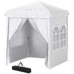 Outsunny 6.7' x 6.7' Pop-Up Canopy Tent with Sidewalls, Height-Adjustable, Carry Bag Included, for Outdoor, Garden, Patio, White
