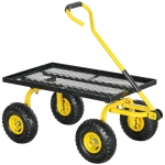 Outsunny Heavy Duty Garden Wagon Cart with 10" Wheels, 330 lbs Capacity, for Garden, Beach, Lawn, Yellow