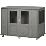 PawHut Dog Crate Furniture, Wooden End Table Furniture with Lockable Magnetic Doors, Extra Large Size Pet Kennel Ind