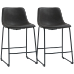 HOMCOM Counter Height Bar Stools Set of 2, Vintage PU Leather Bar Chairs, Kitchen Stool with Footrest, Dark Brown