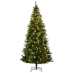 HOMCOM 7.5 Feet Prelit Artificial Christmas Tree Warm White LED Light Holiday Home Xmas Decoration, Green
