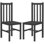 HOMCOM Farmhouse Dining Table Chairs, Set of 2 Pine Wood Kitchen Table Chairs with Slat Back for Living Room, Bedroom, Black