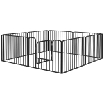 PawHut Dog Fence Outdoor 8 Panels 24" Height Indoor Steel Pet Exercise Pen DIY Design for Small Dogs