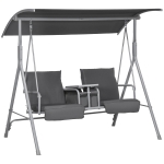 Outsunny 2 Person Covered Patio Swing w/ Pivot Table
