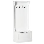 HOMCOM Hall Tree with Coat Rack, Storage, and Sitting Bench, White
