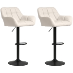HOMCOM Swivel Barstools Set of 2 Adjustable Bar Stools with Footrest Armrests and PU Leather Back for Dining Room Cream White