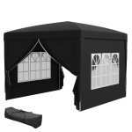 Outsunny 10'x10' Outdoor Pop Up Party Tent Wedding Gazebo Canopy with Carrying Bag (Black)