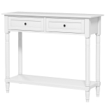 HOMCOM Hallway Console Table, Modern Entryway Table with 2 Drawers, Storage Shelf, Turned Legs for Living Room, Bedroom, White