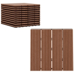 Outsunny 11 Pcs Plastic Interlocking Deck Tiles, 12" x 12" Non-slip Flooring Tiles for Indoor Outdoor Patio Balcony, Light Brown