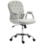 Vinsetto Button Tufted Desk Chair, Home Office Chair with Padded Armrests, Adjustable Height and Swivel Wheels, Gray