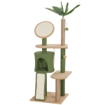 PawHut 55-Inch Cat Tree for Indoor Cat with Green Leaves, Scratching Posts, Cat Condo, Scratching Pad, Ramp, Dangling Balls