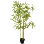 Outsunny 4FT Artificial Bamboo Tree Faux Decorative Plant in Nursery Pot for Indoor Décor