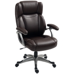HOMCOM PU Leather High Back Office Chair, Swivel Desk Chair with Tilt Function and Adjustable Height, Brown