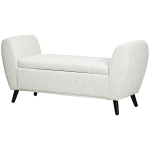 HOMCOM Upholstered Storage Bench with Arms, Modern Ottoman Bench for Bedroom, Entryway, and Living Room, Cream White