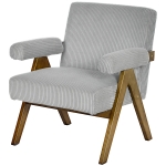 HOMCOM Corduroy Accent Chair Armchair with Wide Seat and Soft Padded Armrests for Reading, Bedroom, Light Grey
