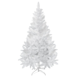 HOMCOM 5ft Artificial Christmas Tree with Pine Realistic Branches, Auto Open, for Indoor Decoration, White
