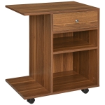 Vinsetto Mobile Printer Stand, Rolling File Cabinet Cart with Wheels, Adjustable Shelf, Drawer and CPU Stand, Walnut